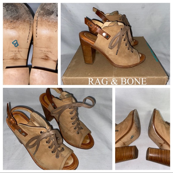 Rag & Bone Lace up Sling Back open toe Heels sz6.5 - Picture 2 of 13
